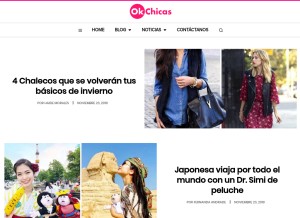 How okchicas.com looks like on a tablet such as an iPad.