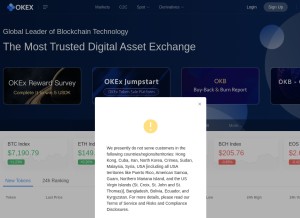 How okex.com looks like on a tablet such as an iPad.