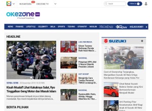 How okezone.com looks like on a tablet such as an iPad.