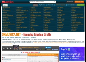 How okmusica.net looks like on a tablet such as an iPad.