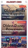 How oldest.org looks like on a mobile device such as an iPhone.
