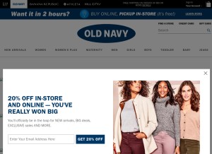 How oldnavy.com looks like on a tablet such as an iPad.