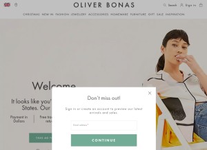 How oliverbonas.com looks like on a tablet such as an iPad.
