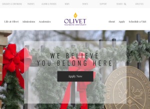 How olivet.edu looks like on a tablet such as an iPad.