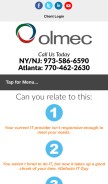 How olmec.com looks like on a mobile device such as an iPhone.