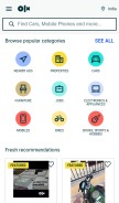 How olx.in looks like on a mobile device such as an iPhone.