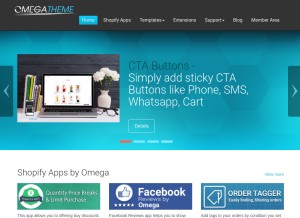 How omegatheme.com looks like on a tablet such as an iPad.