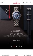 How omegawatches.com looks like on a mobile device such as an iPhone.