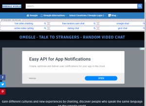 How omegle.world looks like on a tablet such as an iPad.