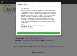 How omim.org looks like on a tablet such as an iPad.