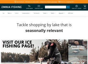 How omniafishing.com looks like on a tablet such as an iPad.