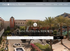 How omnihotels.com looks like on a tablet such as an iPad.