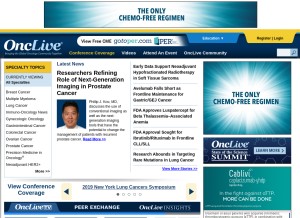 How onclive.com looks like on a tablet such as an iPad.