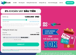 How oncredit.vn looks like on a tablet such as an iPad.