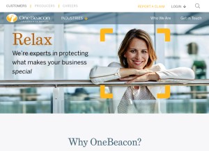 How onebeacon.com looks like on a tablet such as an iPad.
