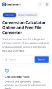 How oneconvert.com looks like on a mobile device such as an iPhone.