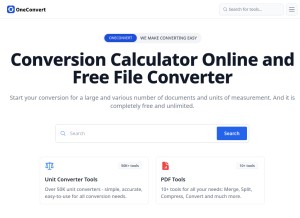 How oneconvert.com looks like on a tablet such as an iPad.