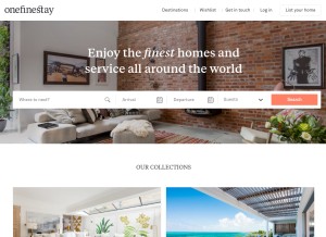 How onefinestay.com looks like on a tablet such as an iPad.
