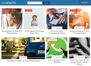 How onehowto.com looks like on a tablet such as an iPad.