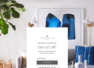 How onekingslane.com looks like on a tablet such as an iPad.