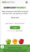How oneopinion.com looks like on a mobile device such as an iPhone.