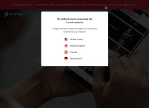 How onepeloton.ca looks like on a tablet such as an iPad.