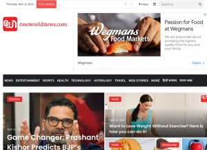 How oneworldnews.com looks like on a tablet such as an iPad.