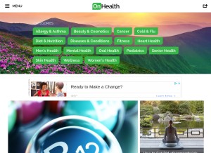 How onhealth.com looks like on a tablet such as an iPad.