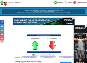 How online-stopwatch.com looks like on a tablet such as an iPad.