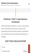 How online-vat-calc.com looks like on a mobile device such as an iPhone.