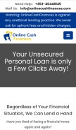 How onlinecashfinances.com looks like on a mobile device such as an iPhone.