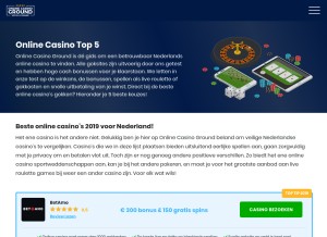 How onlinecasinoground.nl looks like on a tablet such as an iPad.
