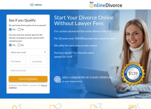 How onlinedivorce.com looks like on a tablet such as an iPad.