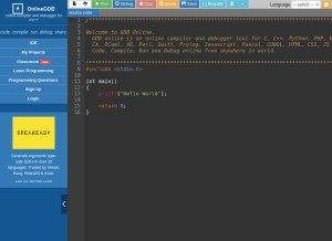 How onlinegdb.com looks like on a tablet such as an iPad.
