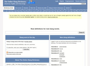 How onlineslangdictionary.com looks like on a tablet such as an iPad.