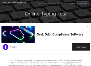 How onlinetypingtests.com looks like on a tablet such as an iPad.