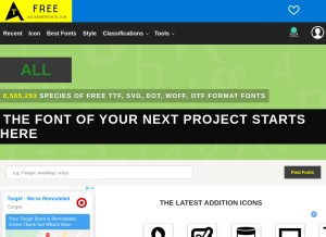 How onlinewebfonts.com looks like on a tablet such as an iPad.