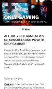 How only-gaming.com looks like on a mobile device such as an iPhone.