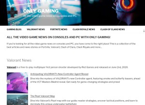 How only-gaming.com looks like on a tablet such as an iPad.