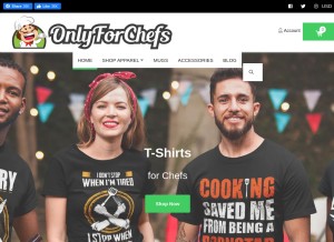 How onlyforchefs.com looks like on a tablet such as an iPad.