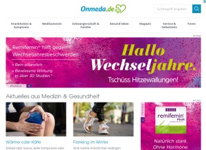 How onmeda.de looks like on a tablet such as an iPad.