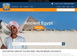 How onthegotours.com looks like on a tablet such as an iPad.