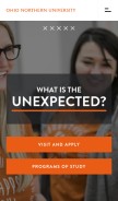How onu.edu looks like on a mobile device such as an iPhone.