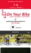 How onyourbike.com looks like on a mobile device such as an iPhone.