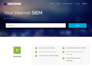 How onyphe.io looks like on a tablet such as an iPad.