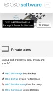 How oo-software.com looks like on a mobile device such as an iPhone.
