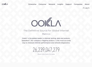 How ookla.com looks like on a tablet such as an iPad.