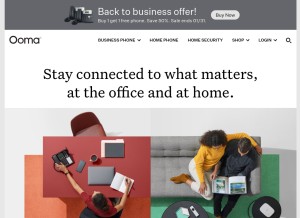 How ooma.com looks like on a tablet such as an iPad.