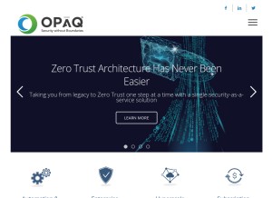 How opaqnetworks.com looks like on a tablet such as an iPad.