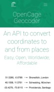 How opencagedata.com looks like on a mobile device such as an iPhone.